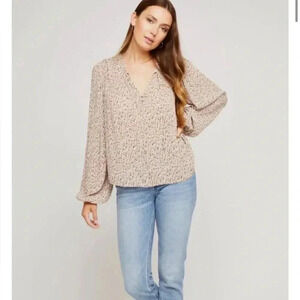Gentle Fawn Clarita Taupe Speckle blouse L NWT
